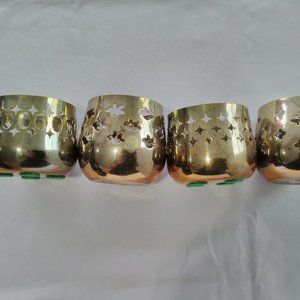 Brass vintage tealight candle holders set of 4